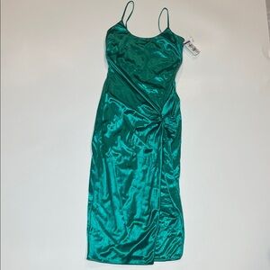 JLUXLABEL Teal Satin Midi Dress Size Medium NWT